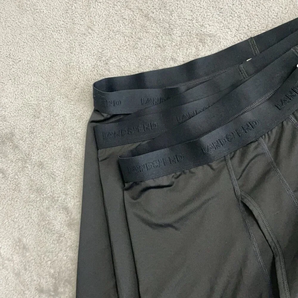 NEW Lands' End Men's XL Black Boxer Briefs 3 Pack Moisture-Wicking Breathable